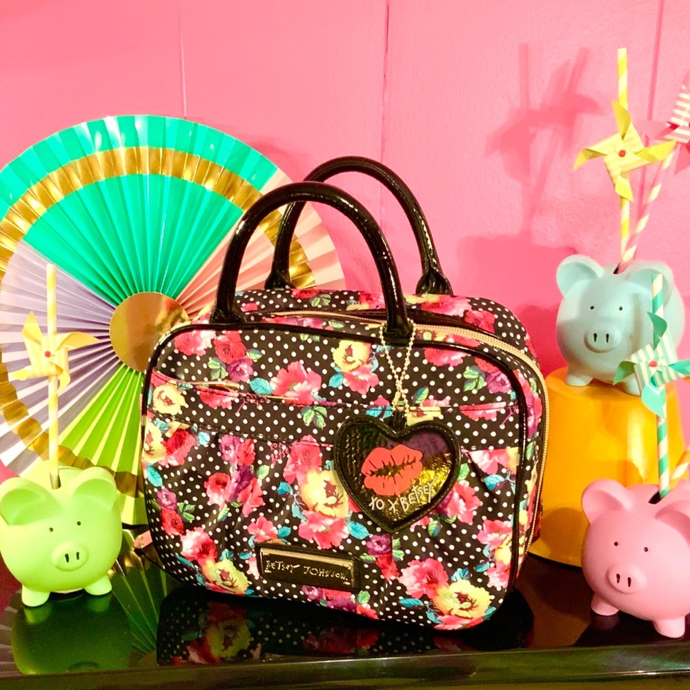 Betsey Johnson Rainbow Floral Polka Dot Purse Bag
